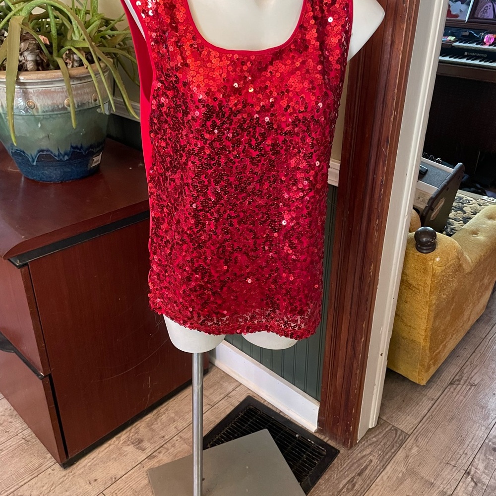 George Sparkling Red Sequin Tank Top